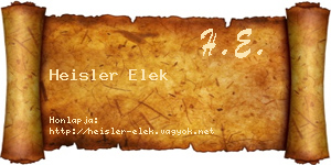 Heisler Elek névjegykártya